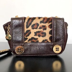 Milly Brown and Leopard Print Crossbody Bag